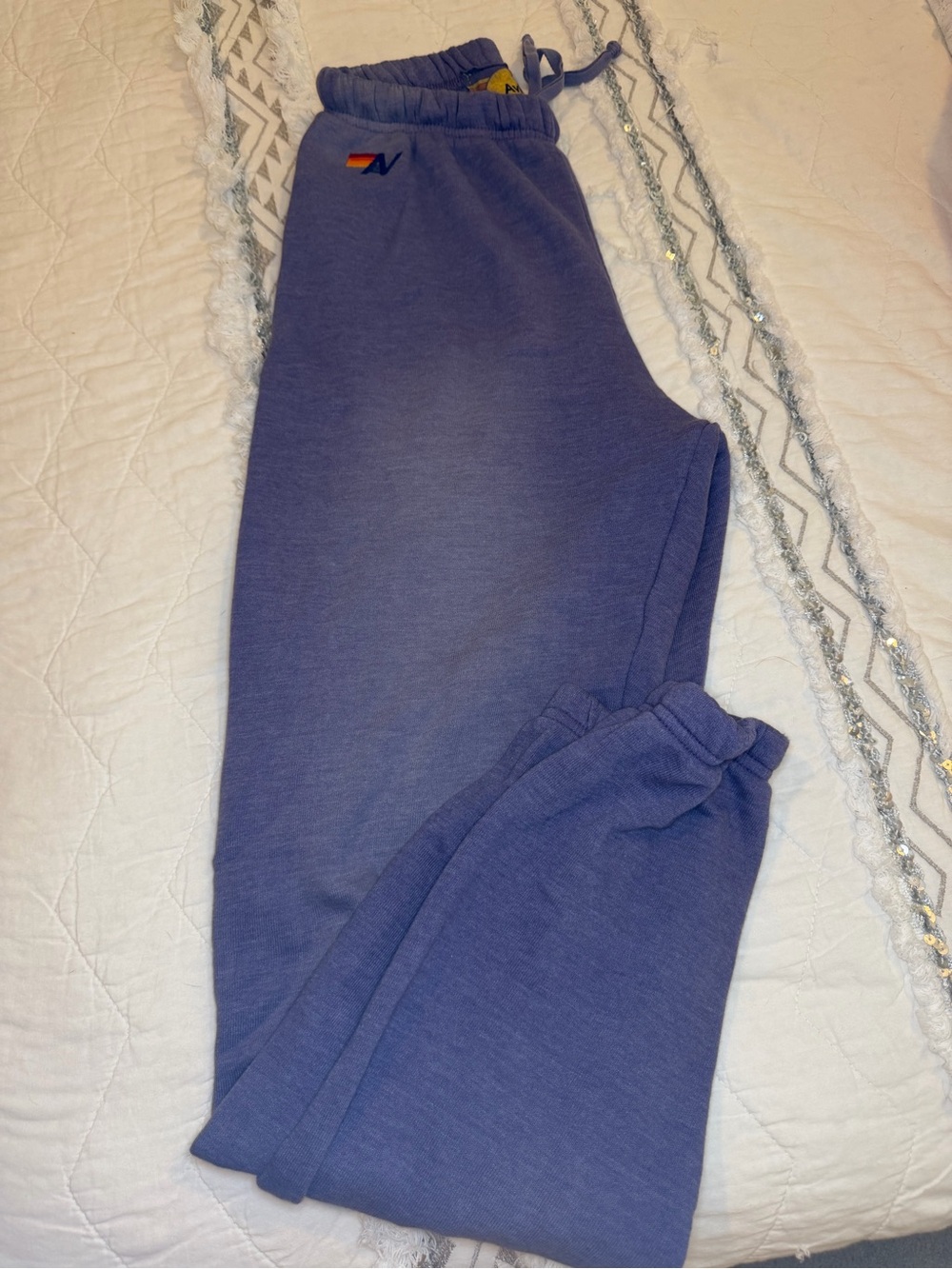 Aviator Nation Purple Kids Sweatpants with Rainbow Logo